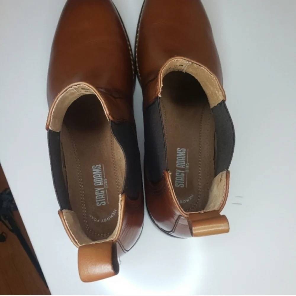 Stacy Adams Men's Cognac Leather Chelsea Boots - Size 11.5 M